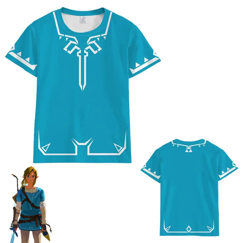 Zelda Tears of The Kingdom T-shirt Anime Cartoon Short Sleeve Cosplay Prom Dress Up Props Men Loose Breathable Clothes Tops Gift