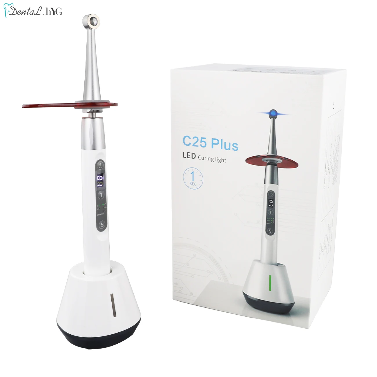 Dental Wireless Curing Light Dentist Cordless C25 Plus Lamp Output Intensity 1200-1500mw/cm2 110V-240V US/EU Plug