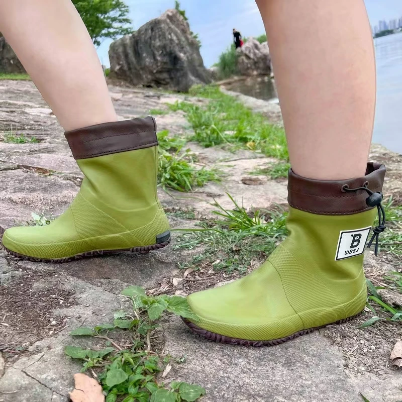 mode style rétro caoutchouc naturel camping en plein air antidérapant randonnée pêche adapté à plusieurs scènes bottes de pluie chaussures imperméables