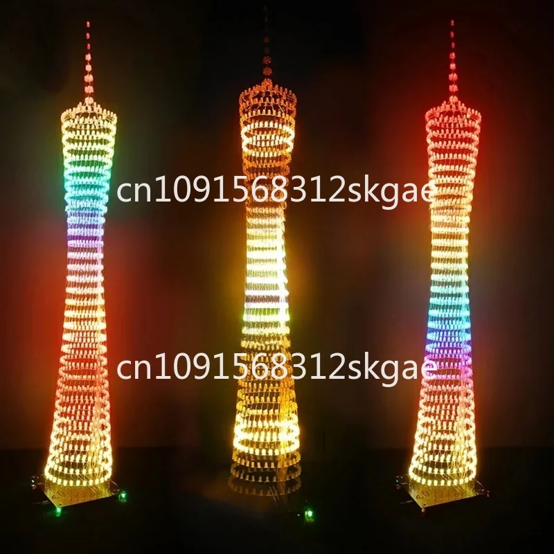 Bluetooth welding kit, colorful Guangzhou Tower, 32 floors, X32 columns, LED light cube, music score, unassembled