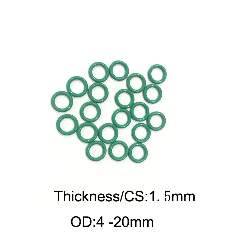 100 PCS FKM Rubber O RING CS 1.5mm x OD 4/4.5/5/5.5/6/6.5/7/7.5/8/8.5/9/9.5/10/10.5/11/12/13/14/15/16/17/18/19/20 Rubber Gasket