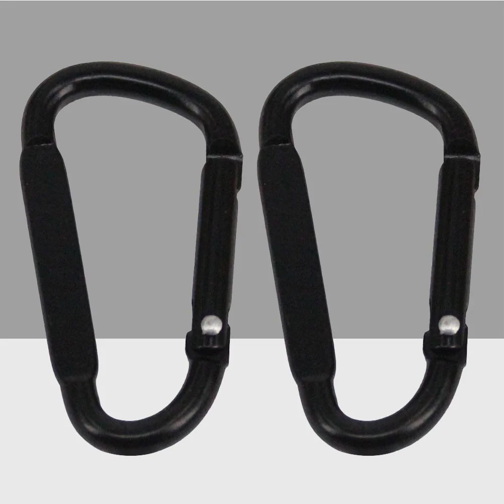 2 PCS Mountaineering Buckle Multifunctional Carabiners Portable Climbing The Side Black Outdoor Sports