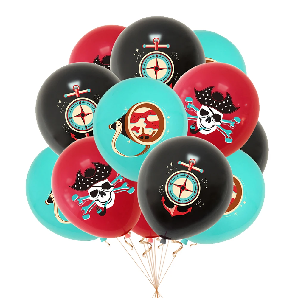 15pcs Caribbean Pirate skull balloon Pirate party balloon decoration kids boys Caribbean Pirate themed birthday party decoration