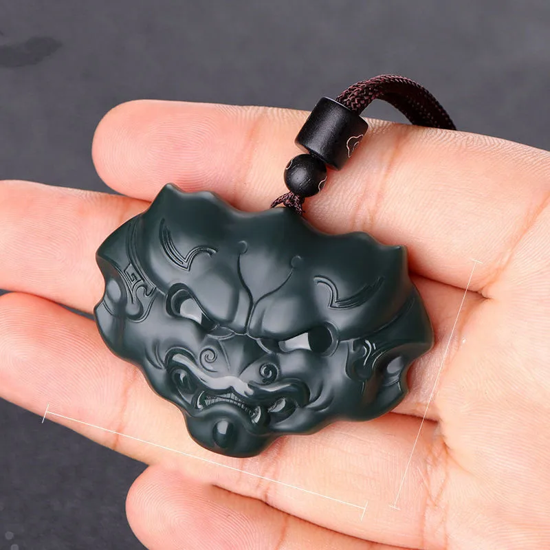 

Traditional China Craftsmanship Hetian Jade Holy Beast Ornaments Pendant Brave Troops Necklace Jewelry Accessories