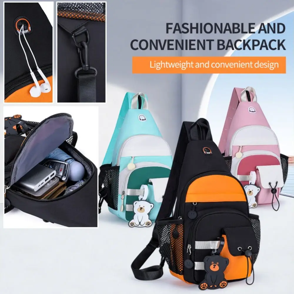 

Fashion Large Capacity 2 in1 Chest Bag Waterproof With pendant Crossbody Shoulder Bag Korean Style Backpack Student