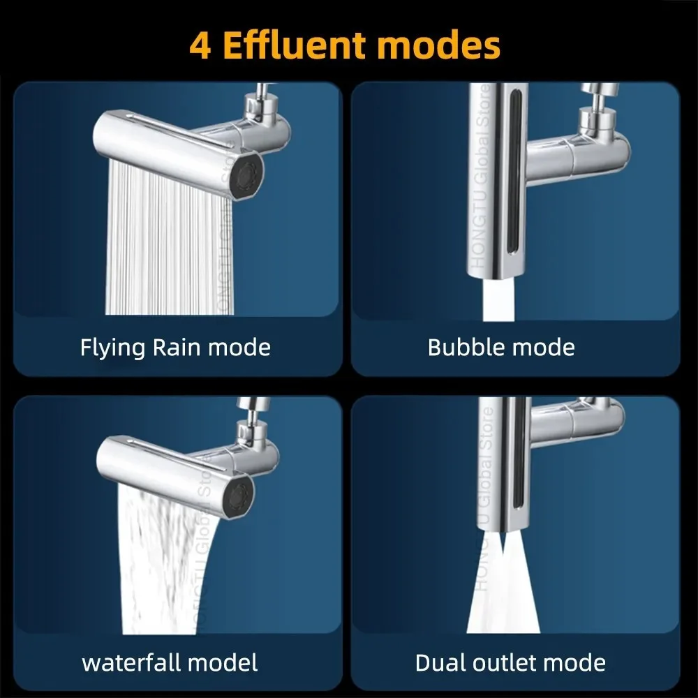 New 4 Modes faucet extender Kitchen Sink Waterfall Faucet Sprayer Bubbler Splash-proof Spout Bathroom Basin Tap Extender Adapter