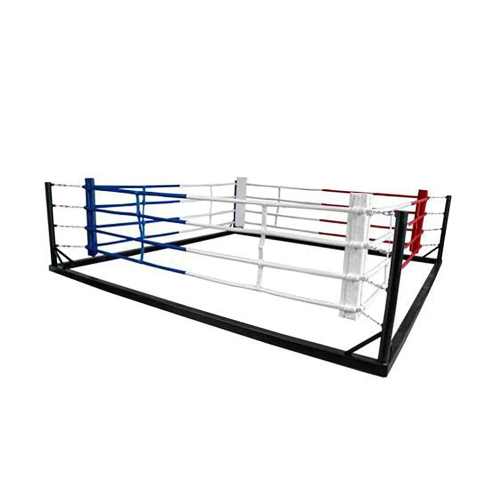 Heavy Duty Floor or Elevated Boxing Ring 5x5m with Reinforced Steel Posts and PVC Surface for Commercial Use