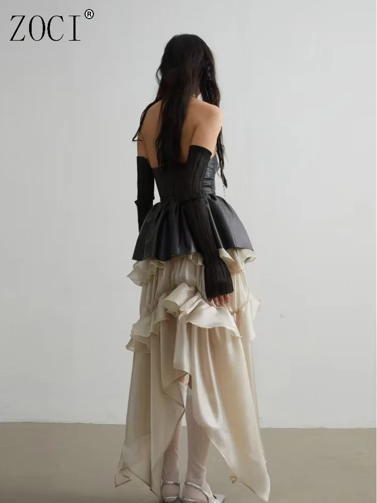 

ZOCI Women's Skirts Touch Effect Half Skirt Fashion Personality Women's Cake Skirt Long Skirt Office Lady 2025 Spring New