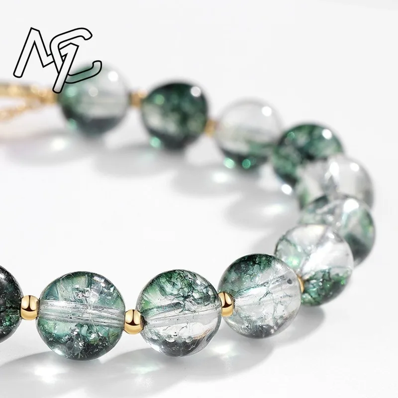 Natural Real Green Ghost Cherry Blossom Crystal Bracelets Amulet Jewelry Talismans Vintage Accessories Carved Gemstone Gifts view 3