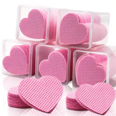 200Pc Heart-shaped Lint Free Nail Wipes Eyelash Extension Glue Wipes Cleaner Cloth Non-Woven Fabric Nail Gel Remover Cotton Pad