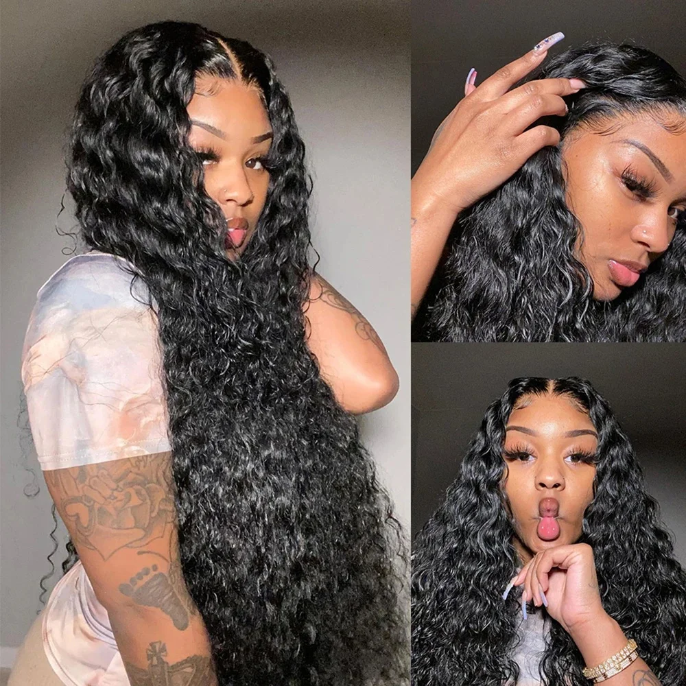 200 Density 32 38 Inch 13x6 HD Transparent Loose Deep Wave Lace Frontal Wig Human Hair Remy Curly 13x4 Lace Front Wigs For Women