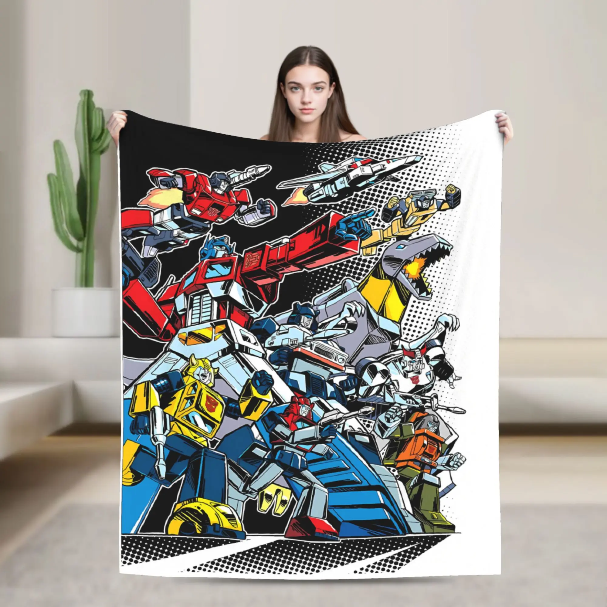 Transformered Cartoon Blanket  Decorative Flannel Throw Blanket For Home Decor Warm Soft Custom Quality Bedspread Gift Idea
