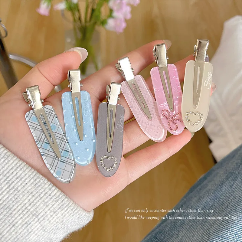 3 Pinces à Cheveux Sans Plis Effet Strass, Motifs Mignons et Colorés, pour Franges Latérales, Nouveaux Accessoires Capillaires pour Filles