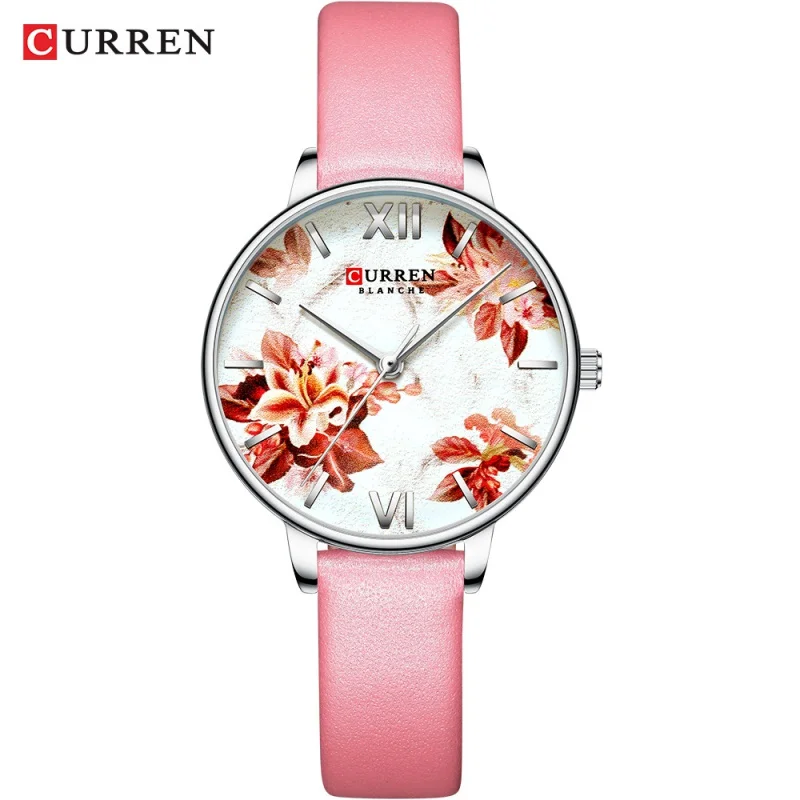 Curren 9060 Leather-Belt Watch Waterproof Quartz Women's Watch Fashion Foreign Trade Women's Watch