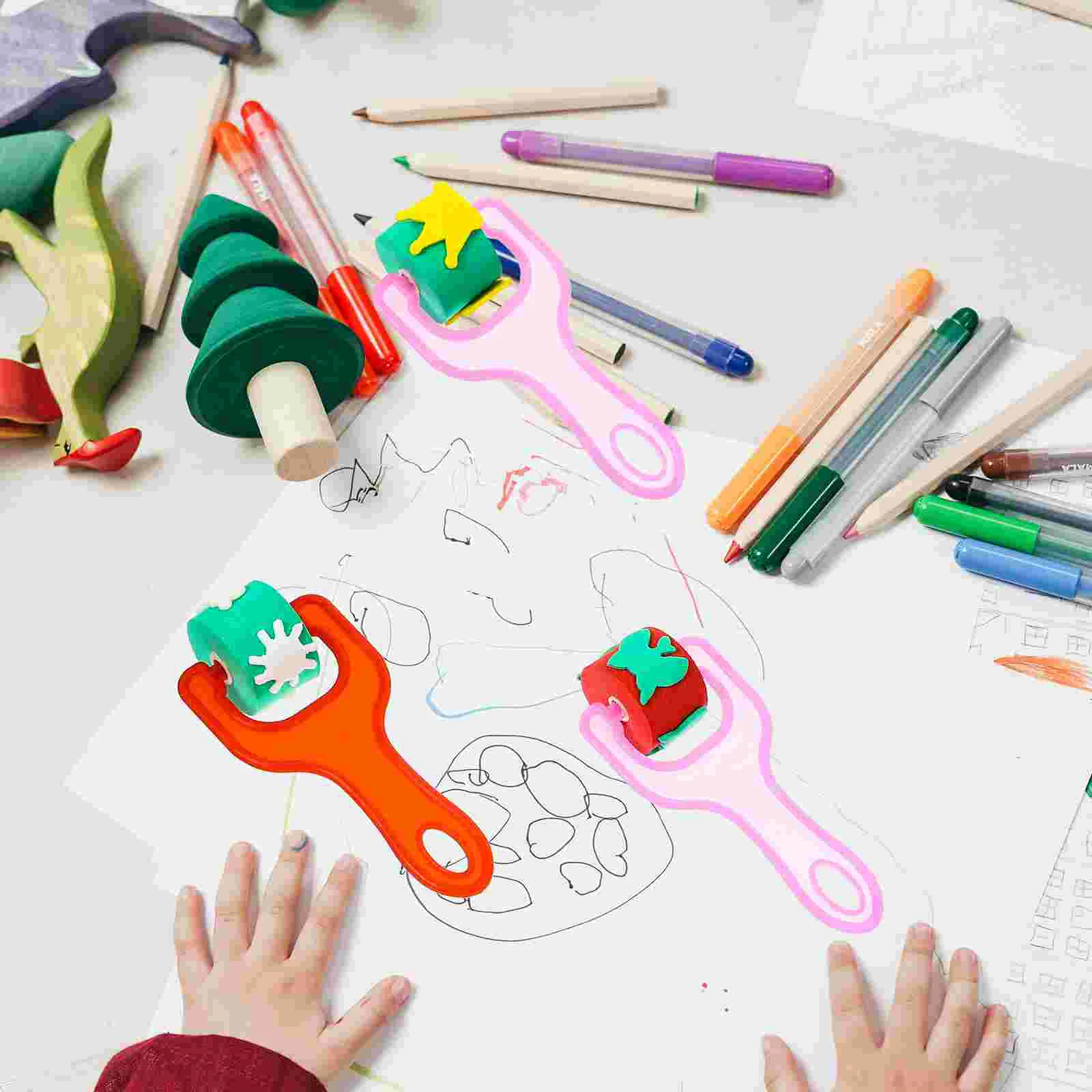 8-delige sponzen schilderroller kinderen stamper benodigdheden handafdruk ornament kit gereedschap voor schilders tekening aanbod multifunctioneel kind