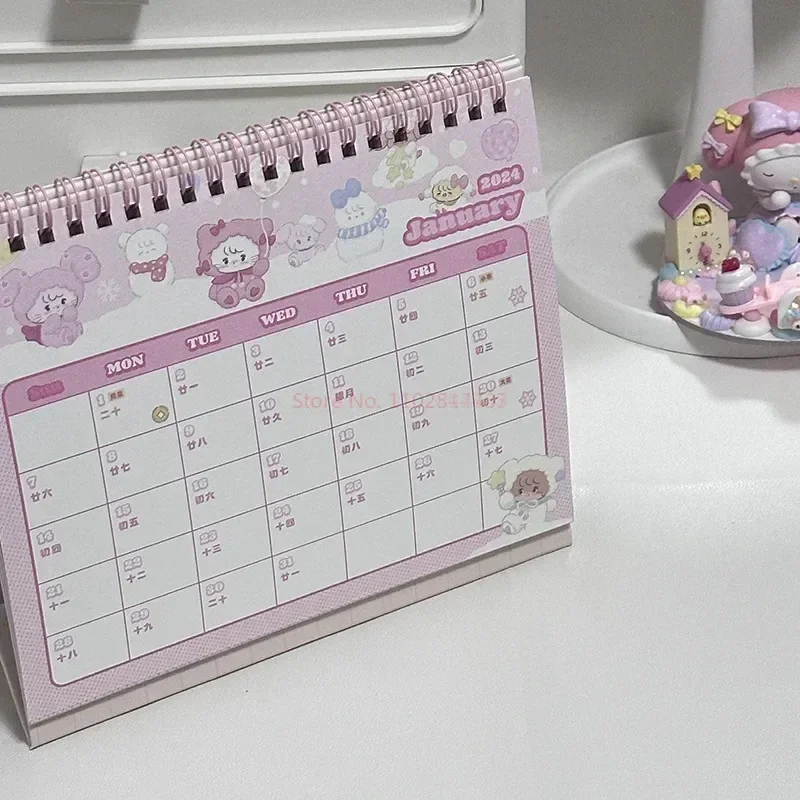 Anno nuovo Mikko calendario Kawaii Anime Cartoon Double Sided Calendar ornamenti Desktop calendario da scrivania figura ragazza regalo giocattolo carino