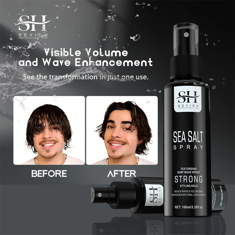 Sea Salt Spray for Men 100ML Lifts Volumizing Spray Dry and Frizzy Hair Treatment Smooth Moisturize Repair Damage Hair Care