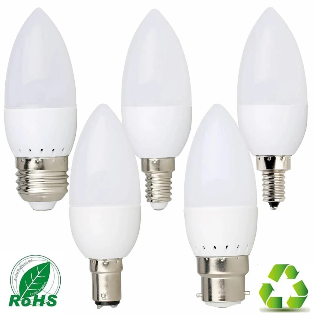 

2pcs 3W E27 Screw Base Candle Bulb E14 E12 B22 B15 2835 SMD 360° Lighitng LED Flame Lamp Warm/Cool/Neutral White for Home