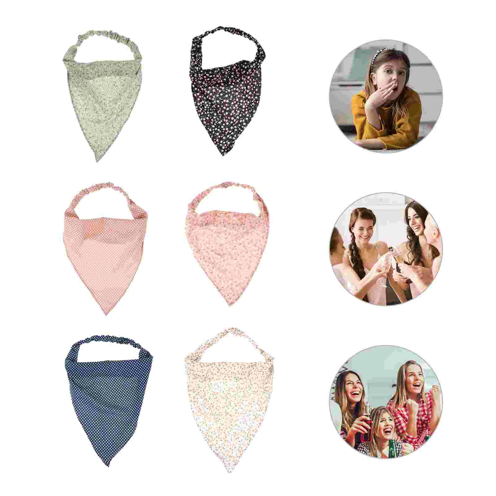 

8 Pcs Triangular Headband Cotton Headbands for Women Triangle Kerchief Hair Scarf Heart-shaped Towel Fabric Elastic Miss