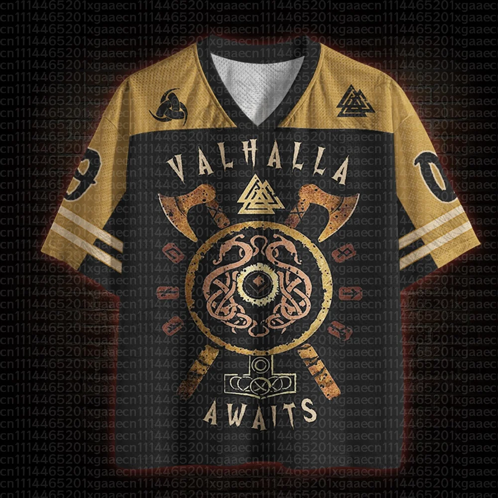 2026 New Nordic Mythical Theme Sports Fashion Short Sleeve V-neck Street View Clothing Mythical Fan Gifts