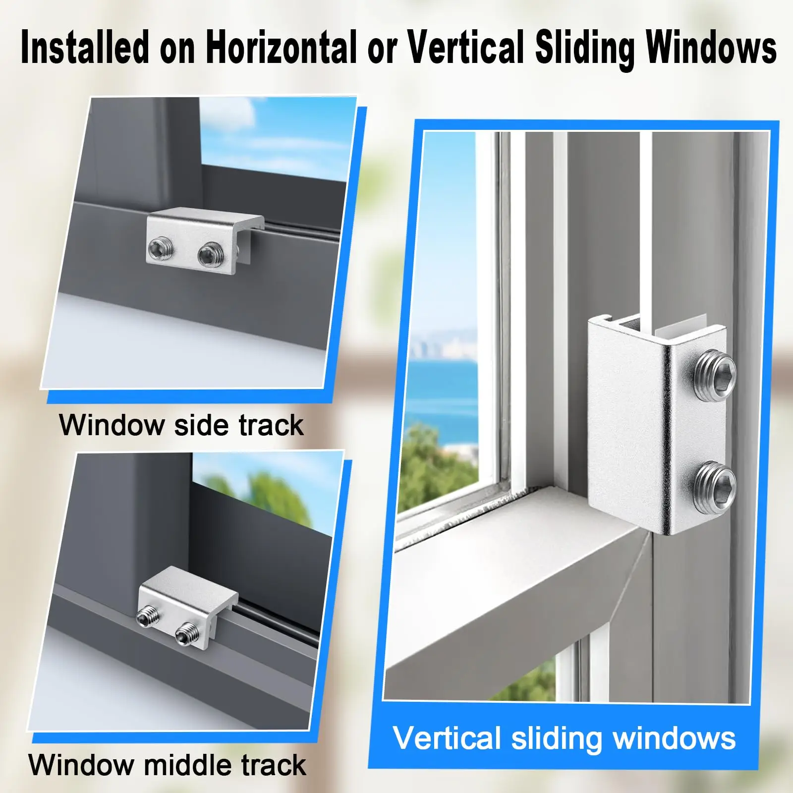 Sliding Window Locks Secure Window Lock with Key, Window Locks for Up and Down Windows & Horizontal Sliding Windows Adjustable