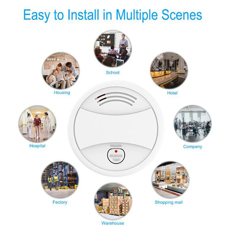 3X Tuya Intelligent Wifi Strobe Smoke Detector Wireless Fire Sensor Tuya APP Control Office Home Smoke Fire Protection