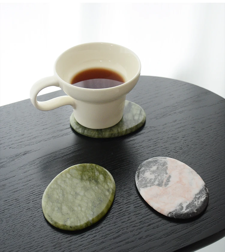 

Modern minimalist natural marble oval coaster creative home and restaurant tabletop insulation coffee mat decoration