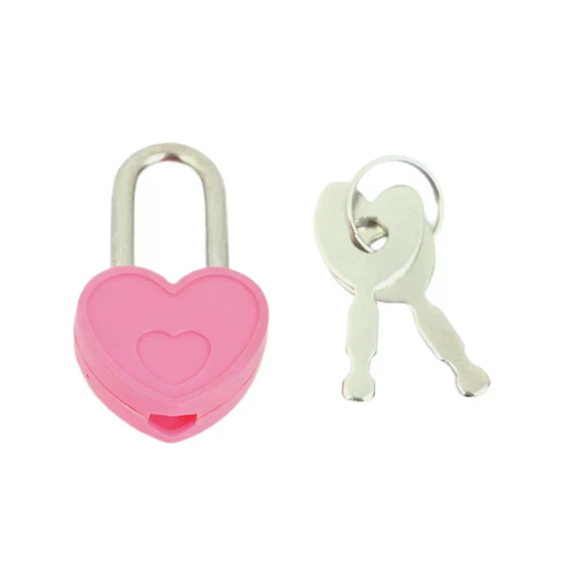 Plastic Case Mini Heart Shape Padlocks Mini Padlocks With With 2 Keys Lock for Travel Jewelry Box Diary Book Suitcase