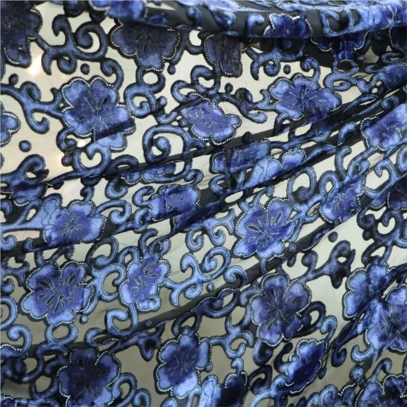 Woven brocade viscose printed flower-patterned drop-molded velvet fabric nightdress dress cheongsam