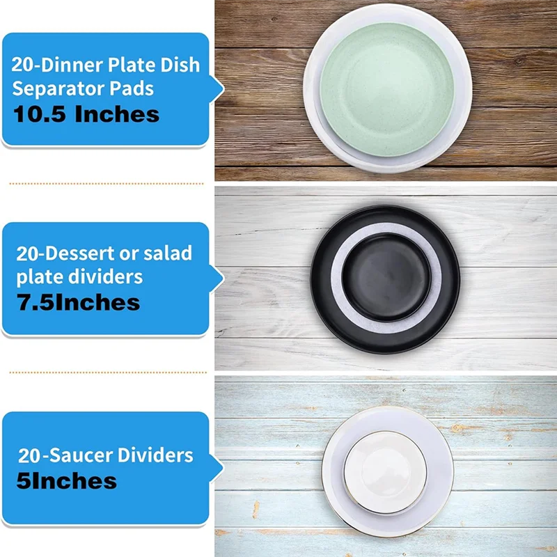 AAAF 60 قطعة سميكة لينة ورأى لوحة فاصل مقسم للصين ، طبق ، صلصة القهوة التراص حماية التخزين #2