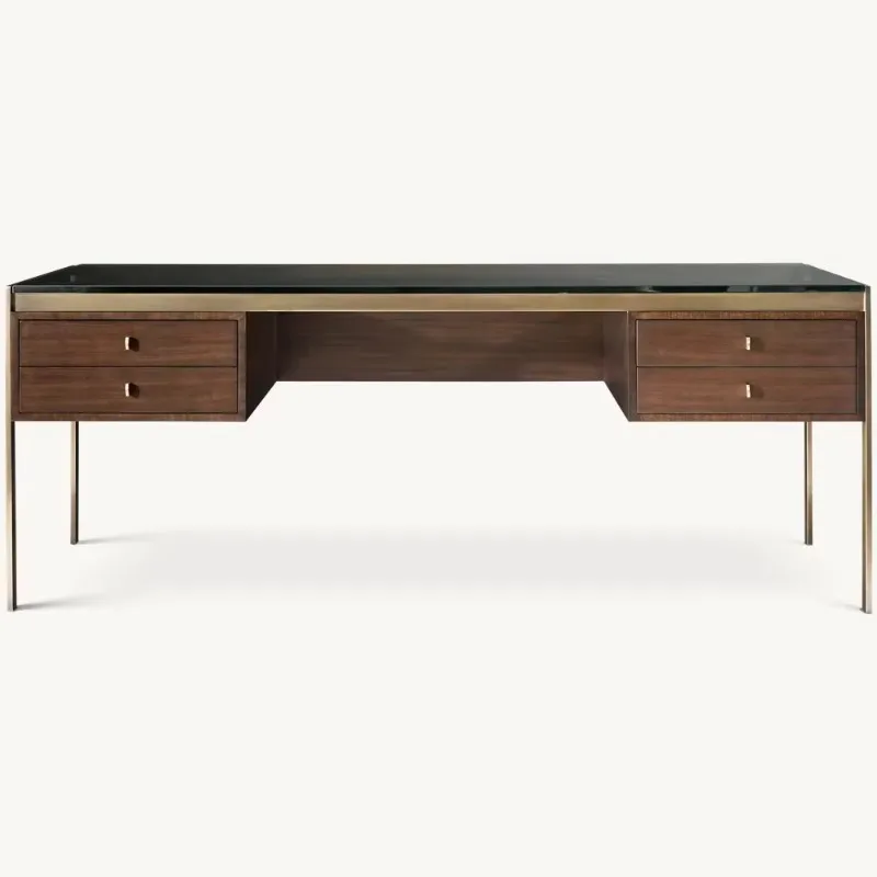 

Simple American metal legs custom home wooden desk study computer desk with dresser