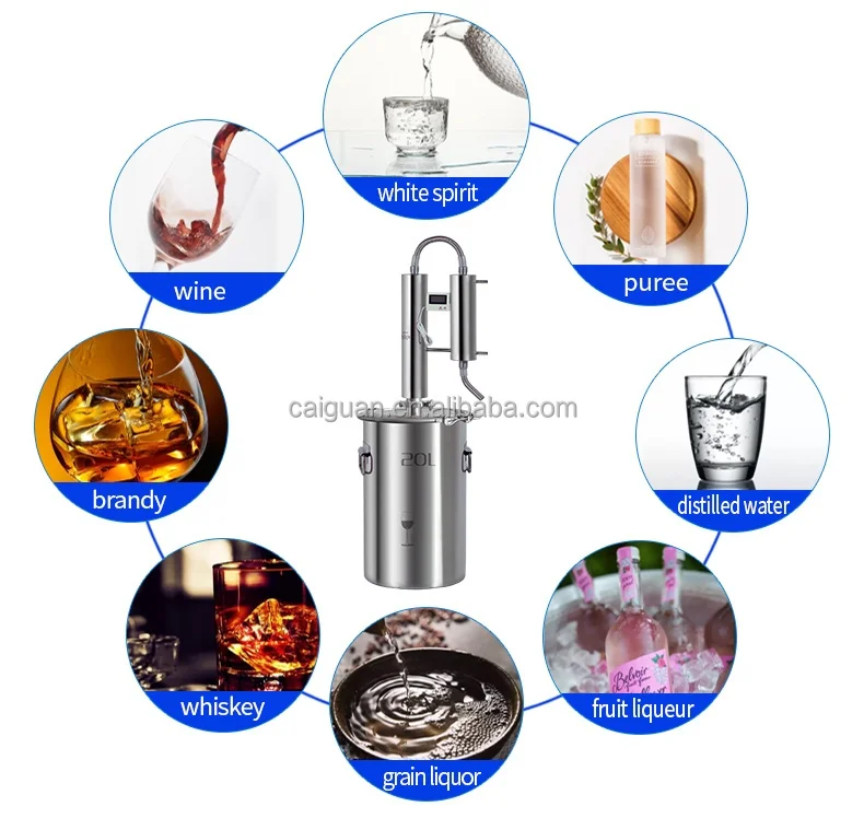 جهاز تقطير الكحول سعة 35 لترًا، آلة صنع النبيذ المنزلي، معدات تقطير كحول الجين، تخمير يستخدم لصنع براندي والويسكي #3