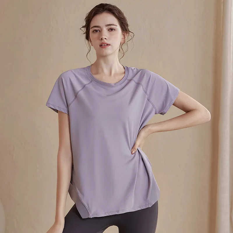 Camry High-End Yoga Clothing Top Women's Loose Slimming Sports T-shirt Short Sleeve Breathable Mesh Running Workout Clothes