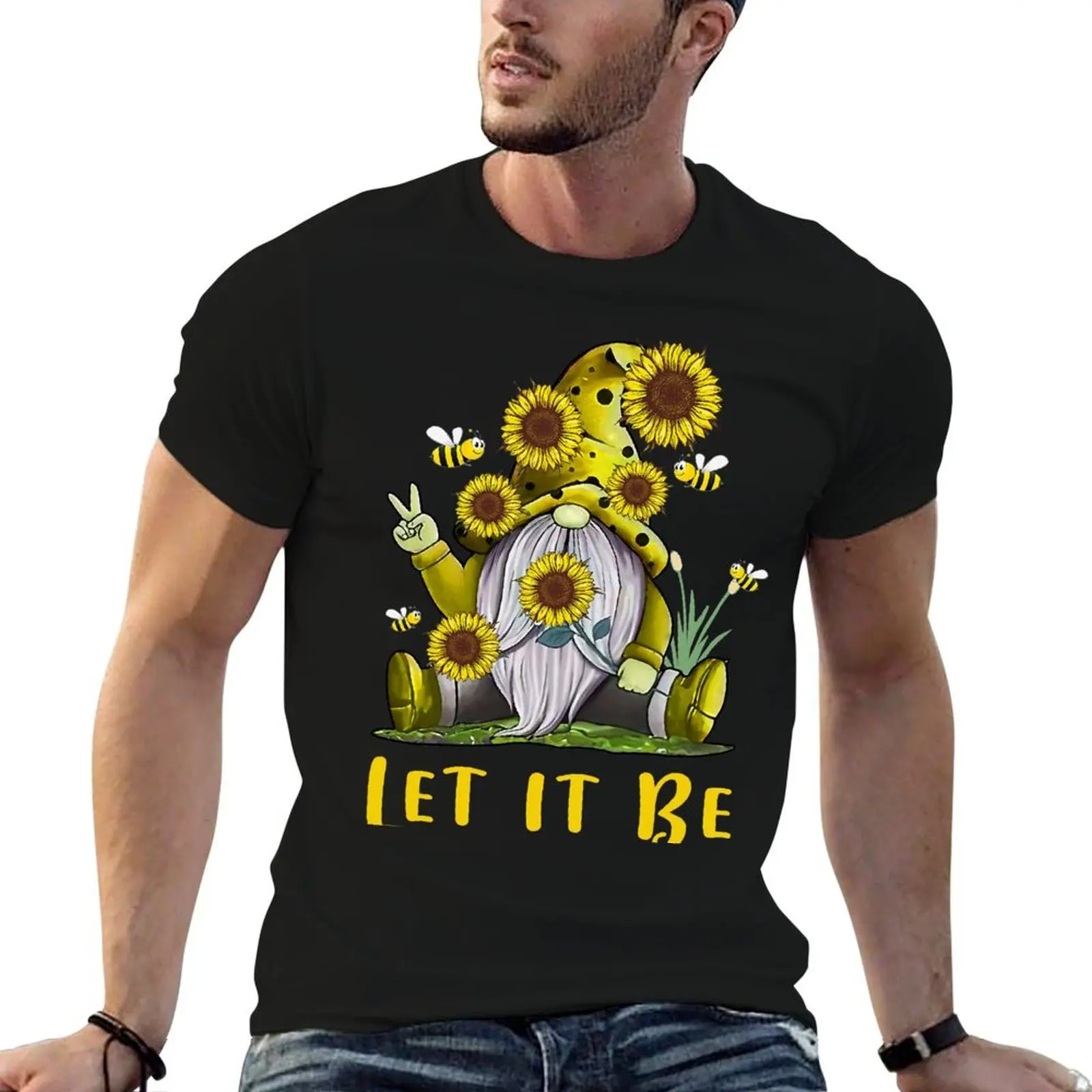

It T-Shirt t man quality shirt shirts high shirts cotton man Let Gnome Be cotton t t Sunflower Hippie graphic