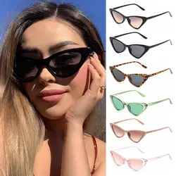 Óculos vintage Cat Eye para mulheres, armação pequena, óculos de sol retrô, moda Streetwear acessórios, óculos de proteção UV400, moda