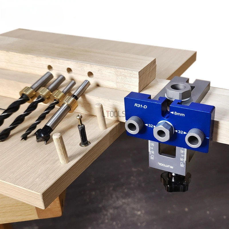 Adjustable Woodworking 3 in 1 Doweling Jig Kit Pocket Hole Jig Drilling Guide Locator for Furniture Connecting Hole Puncher Tool