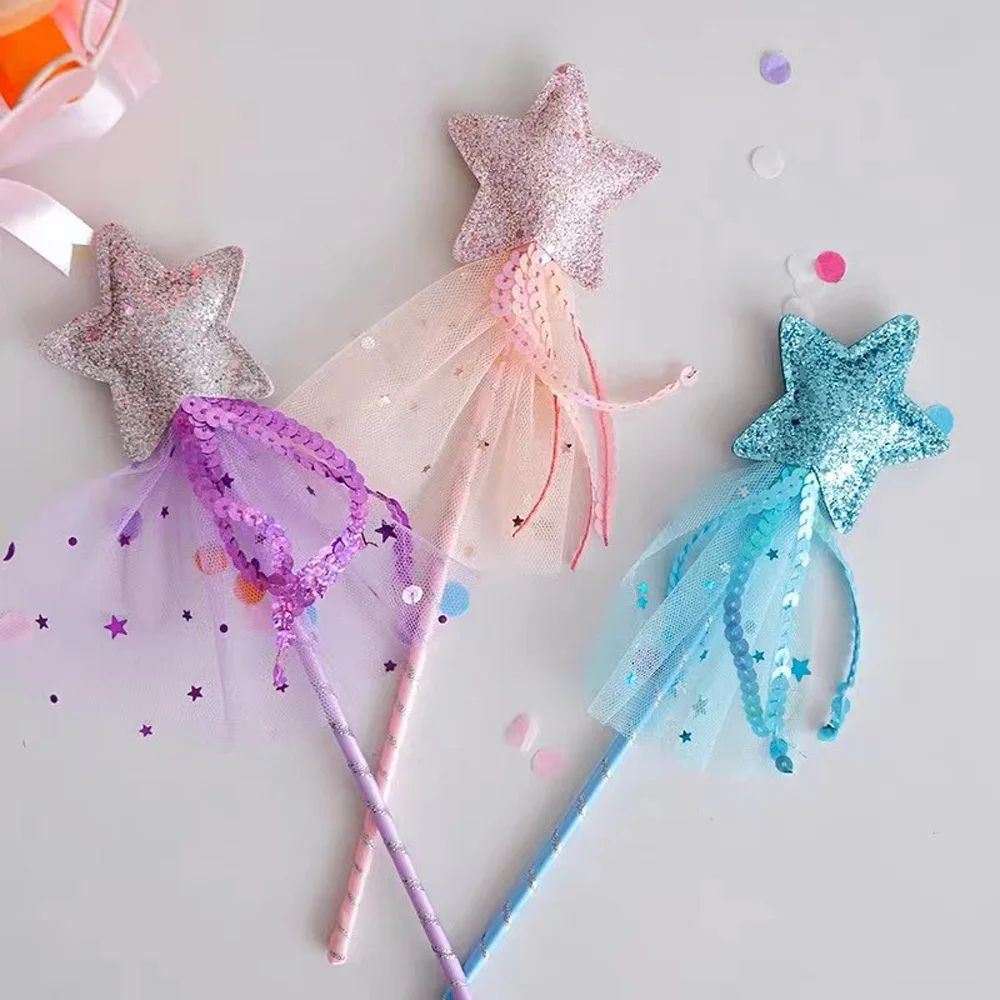 Star Fairy Stick 1Pcs Children Cosplay Props Birthday Party Supplies Shiny Glitter Five Pointed Star Princess Kids Girl Wand