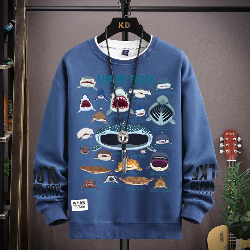 Novos homens soltos sweatshirts outono feminino moletom legal azul de manga comprida camisetas S-5XL gráfico americano casual topos 2025