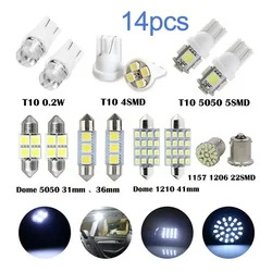 14Pcs T10 BA9S 3030 4SMD Led T4W Car Interior Dome Map Light License Plate Reverse Parking Lights Bulb Auto Door Lamp White 12V