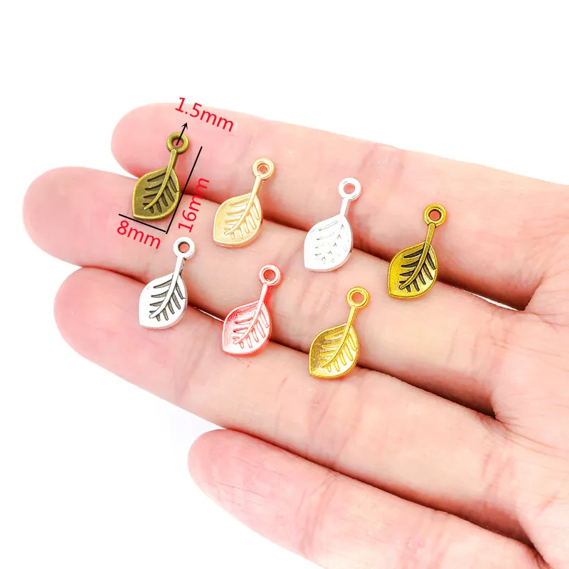 40pcs 5 colors small leaves Charms DIY Necklace Pendant Bracelet Jewelry Making Handmade Crafts 16*8mm Q386