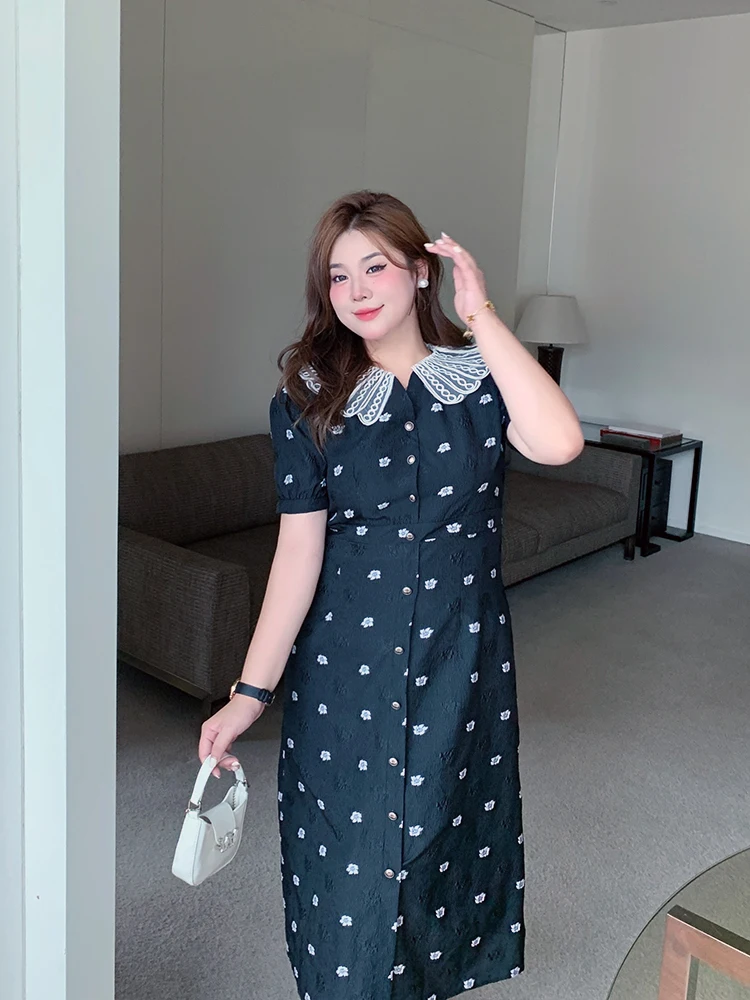 

plus Size Floral Print Dr V-Ne A-Line Summer Faion for Plump Women High Waist ort Sve Casual Fit Polyester Fabric