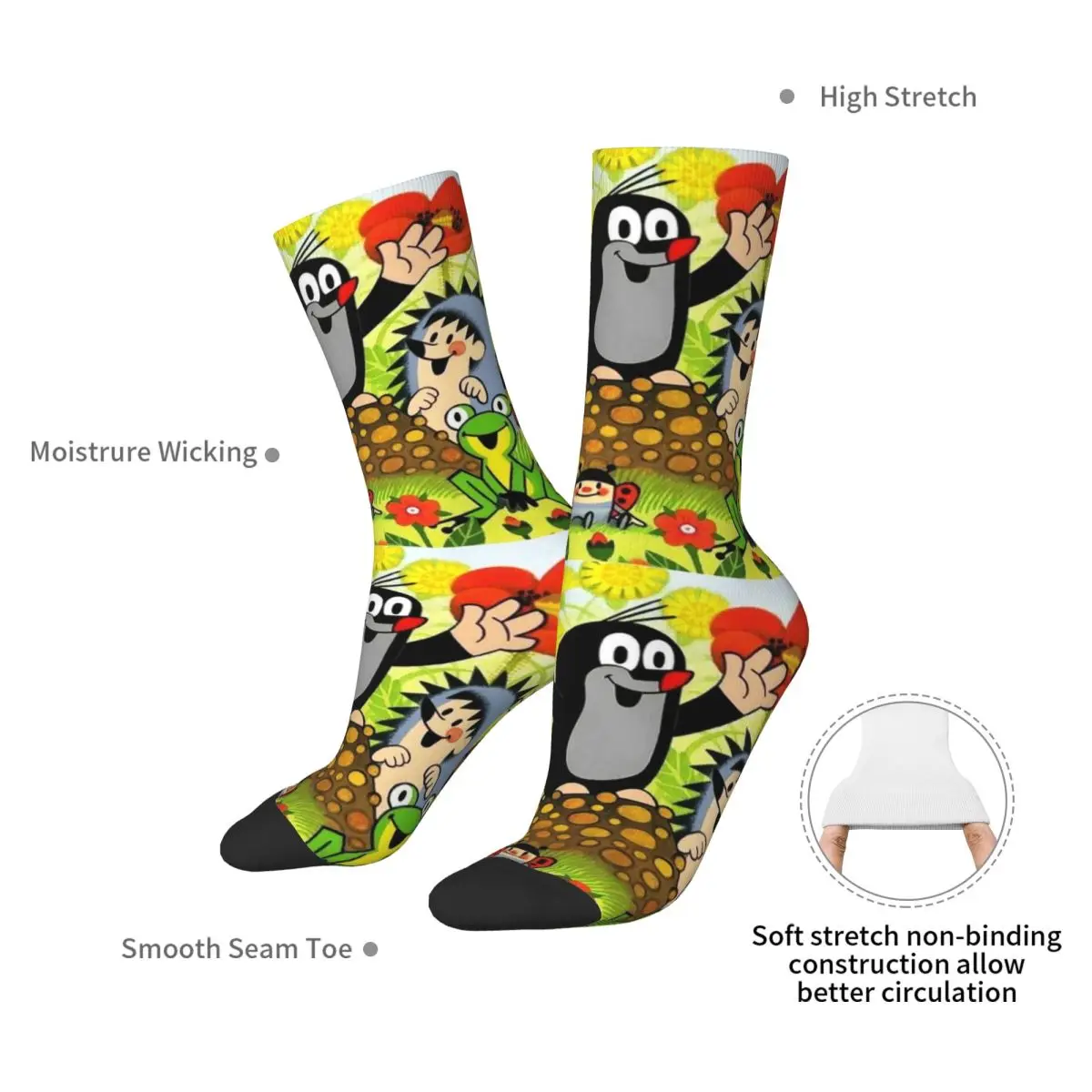 Cute Happy Mole Krtek Socks Harajuku Super Soft Stockings All Season Long Socks Accessories for Unisex Gifts