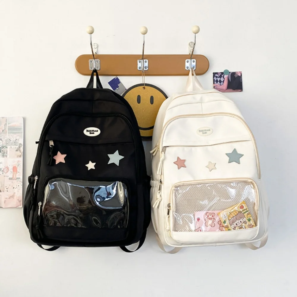 

Ita Bag For Girls Fashion Students School Bags Comic Badge Backpack Cute Japanese Ins Transparent Backpack For Anime