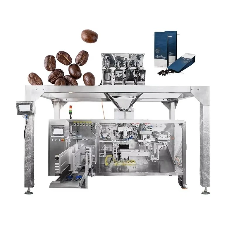 Factory Packing Machine 1Kg Coffee Bean Packing Food Flat Bottom Pouch Zipper Bag Horizontal Packaging Machine