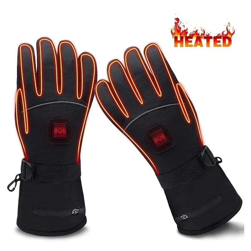 Waterproof Graphene Rechargeable Women USB Electric Heated Gloves  Driving Motorcycle Cycling Ski Gloves Genuine Leather