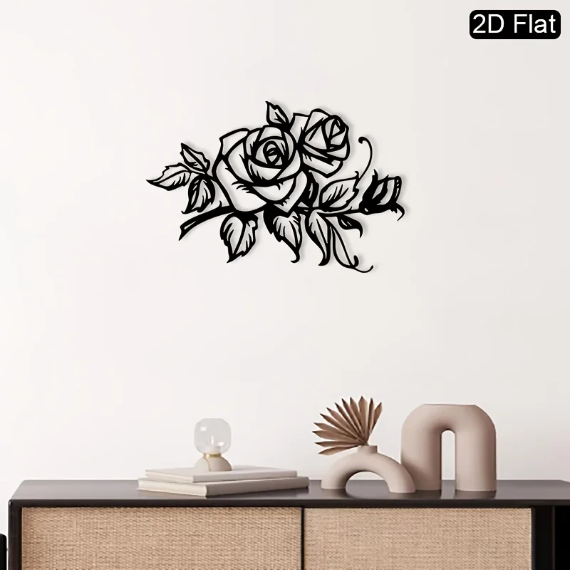 CIFbuy Metal Wall Art Vintage Rose Bouquet Iron Panel Waterproof Durable Mural Hanging Decor For Living Room Bedroom Home