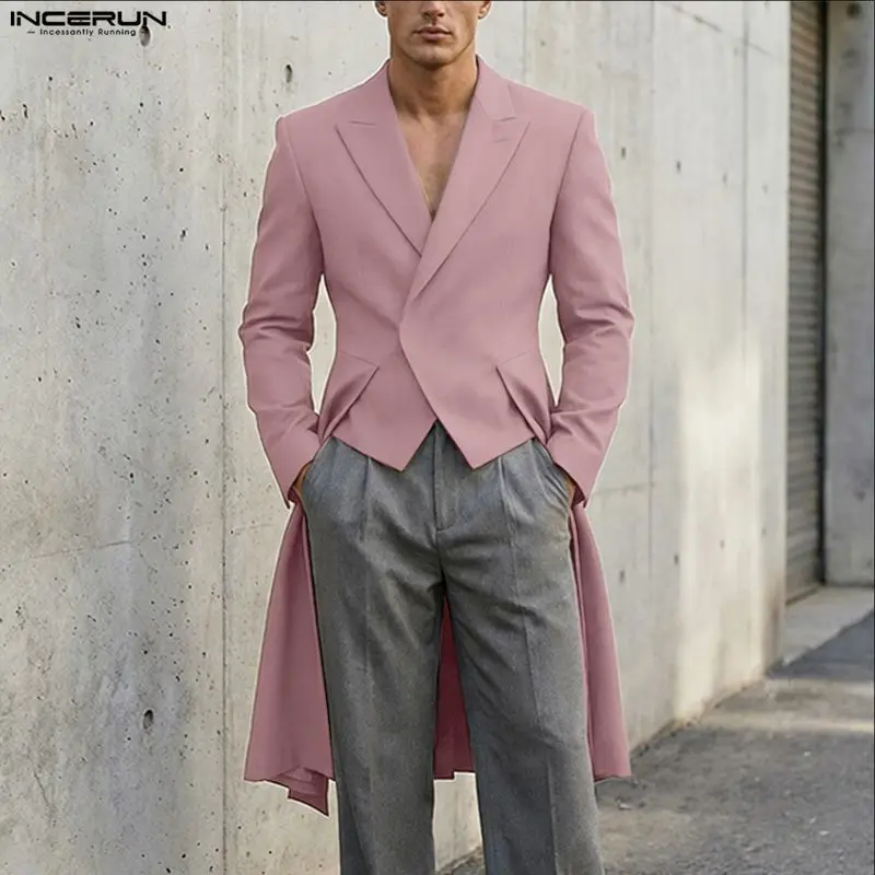 

Мужской пиджак INCERUN с асимметричным кроем, однотонный, с отложным воротником, длинными рукавами, элегантный, в уличном стиле, модный повседневный костюм для мужчин, весна 2026