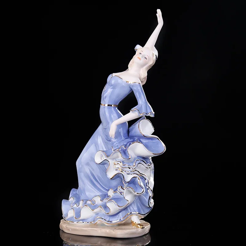 Porcelain Flamingo Dancer Miniature Ceramic Flamenco Dancing Lady Figure Home Shelving Decor Art Collection Ornament Gift Craft