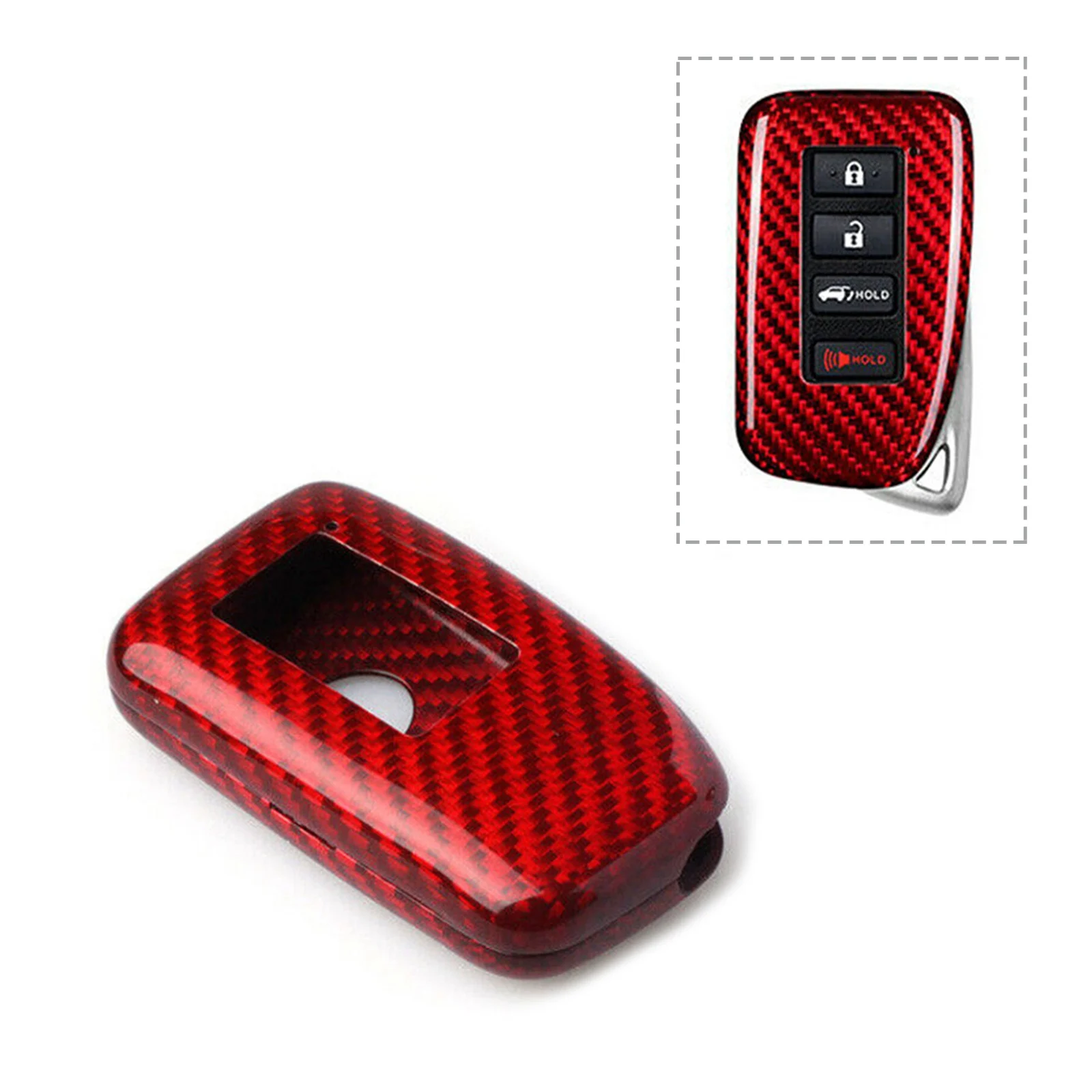 Black/Red Carbon Fiber Remote Key Shell Cover Case For Lexus 2014-2017