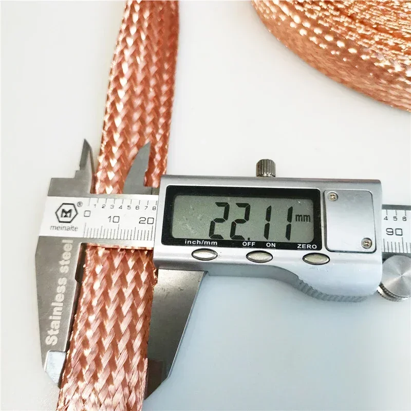 สายถักทองแดงแท้แบบแบน 10 ม. 10 ตารางมิลลิเมตร ความยืดหยุ่นสูง สายทองแดงเปลือย สายดิน